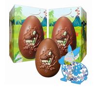 Chocolate Easter Eggs for Easter Gifts - Pack of 2 x 151g Dinosaur Milk Chocolate Egg with Topline Wooden Decoration. Great Chocolate Gift for Kids Egg Hunt or Chocolate Hamper