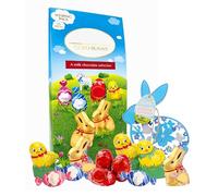Chocolate Easter Eggs Hunt Pack - 460g Milk Chocoalte Golden Bunnies. Little Chicks & Mini Eggs 51 Pieces Sharing Pack with Topline Wooden Decoration. Great Easter Gifts for Kids