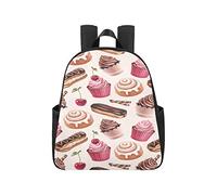 Chocolate Eclair Cinnamon Bun and Cupcakes Illust Teen Backpack 12.40x5.12x14.17inch Work Backpack Multipurpose Casual Backpack College Business Travel School,Office