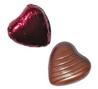 Chocolate Factory Burgundy Foil Wrapped Heart Shaped Milk 500g