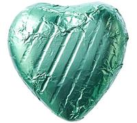 Chocolate Factory Mint Green Foil Wrapped Heart Shaped Milk 500g