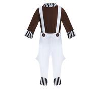 Chocolate Factory Worker Costume Dungarees & Top I Love Fancy Dress Brown Large