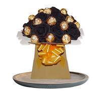Chocolate Ferero Lindor flower Hamper Gift Box Bouquet Birthday Anniversary Wedding Blue Black Red Green Purple Pink White Caramel Milk Dark Hazlenut Nuts Black (Small)