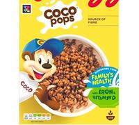 Chocolate Flavour Toasted Puffed Rice Cereal (650g, Pack of 2) - Total 1.3kg Bulk Bundle - Sweet Cocoa Breakfast Crisps That Turn Milk Chocolatey