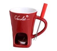 Chocolate Fondue Cup,130ml Ceramic Fondue Cups Tealight, Chocolate Melting Cup, Creative Chocolate Melting Mug for Cheese, Butter, Cute Chocolate Fondue Mugs with Forks