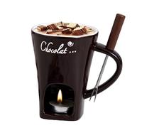Chocolate fondue cup, ceramic chocolate fondue set, cheese melting cup with tea light holder and forks, chocolate melting pot, cheese fondue pot, tea light fondue melting pot for sweets, butter