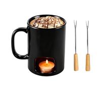 Chocolate Fondue Cup - Ceramic Melting Mug, Mini Multifunction Dessert Pot | Portable Hot Cocoa Maker, Heatproof Dipping Bowl, Compact Sweet Warmer for Caramel Butter Candy Snacks Fruit