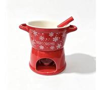 Chocolate Fondue Cup Melting Mug Creative 300ML Ceramic Butter Warmer Set | Melting Pot Bowl For Cheese Chocolate Butter Caramel Ideal For Date Night Birthday Party Candles Not Included, 5.04" Red-C