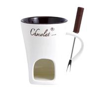 Chocolate Fondue Cups Personal Fondue Mug Set Mini Pots Chocolate Cheese Ice Cream Maker Kit Individual Butter Melter Cup Small Warmer(White)