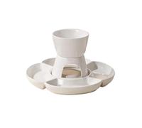 Chocolate Fondue Cups Porcelain Melting Pot Chocolate Fondue Set with Fork and Tray Candle Heating Tea Light for Cheese Candy Dessert Snack