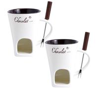 Chocolate Fondue Mug, 2Pcs Chocolate Fondue Set, 200ml Ceramic Mini Cheese Fondue Pot Set, Reusable Fondue Mug