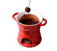 Chocolate Fondue Mug | 330ml Ceramic Sweet Fondue Cup Kit | Chocolate Melting Pot Set with Fork | Dessert Warmer for Caramel, Cheese, Butter | Kitchen Utensils for Party, Wedding