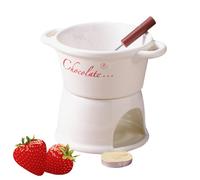 Chocolate Fondue Mug, 330ml Chocolate Melting Cup, Ceramic Sweet Fondue Cup with Fork, Ceramic Butter Warmers Pot Set, Personal Cheese Melting Cups for Sauce Candy Bread Caramel Date Night Wedding