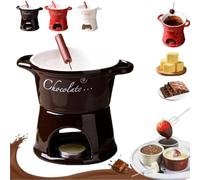 Chocolate Fondue Mug, 330ml Chocolate Melting Cup, Ceramic Sweet Fondue Cup with Fork, Ceramic Butter Warmers Pot Set, Personal Cheese Melting Cups for Sauce Cheese Candy Bread or Caramel
