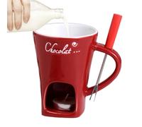 Chocolate Fondue Mug | Butter Warmer With Fork - Personal Fondue Heater & Coffee Cup | Seafood Dinner Candy Caramel Cheese Sauce Wedding Picnic Party Chefs Family