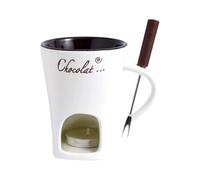 Chocolate Fondue Mug, Ceramic Chocolate Melting Cup, Butter Warmers Pot Set Personal Cheese Melting Cup Fondue Heated with a Tealight Warmer Mug for Candy Snack Caramel Party (01White)