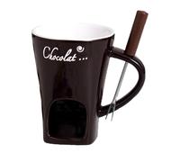Chocolate Fondue Mug, Chocolate Fondue Set, with 1 Fork, 200ml Porcelain Chocolate Fondue Mug, Warmer Mug for Candy Cheese Snack Caramel Parties, Valentine Birthday Gifts (Coffee)