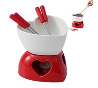 Chocolate Fondue Mug - Heart-Shaped, Even Heating, with Forks, Mini Melting Cup Set, Cheese Butter Caramel Dessert Sweets Holiday Party Home Office Travel Practical Elegant