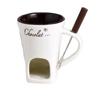 Chocolate Fondue Mug - Heat Resistant Ceramic Cup | Chocolatee Melting Mugg with Fork for Dipping | Dessert Beverage Butter Coffee Party Wedding Birthday Festival Kitchen Drinkware