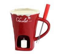 Chocolate Fondue Mug - Heat Resistant Ceramic Cup | Chocolatee Melting Mugg with Fork for Dipping | Dessert Beverage Butter Coffee Party Wedding Birthday Festival Kitchen Drinkware