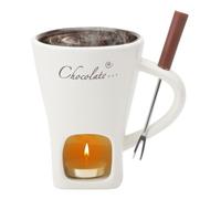 Chocolate Fondue Mug,Melting Chocolate Mug 200ml Ceramic Chocolate Fondue Set,Mug for Melting Chocolate,Fondue Set with Fork and Tea Light for Cheese Chocolate Butter Caramel