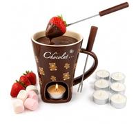 Chocolate Fondue Mug Set, Ceramic Chocolate & Cheese Melting Cup with Fork | Chocolate Fondue Cup, Single-Serve Cheese Melting Pot for Home Dessert, Date Night and Small Family Get-Togethers