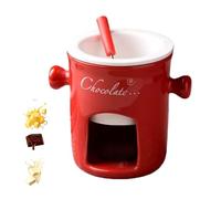 Chocolate Fondue Mug Set with Fork, 5.3 Inch Chocolate Melting Cup & Fondue Cup, Ceramic Melting Chocolate Mug for Tea Candle, Red Chocolate Fondue Set for Cheese Butter Caramel