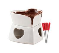 Chocolate Fondue Mug Set with Forks, Ceramic Chocolate Melting Cup Mug, Creative Fondue Cup Melting Hot Chocolates Mugs Pot, Heating Chocolates Fondues Set Butter Cheese Warmer Mugs Meltie Cups