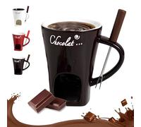 Chocolate Fondue Mug Set with Forks, Chocolate Melting Cup, Personal Cheese Melting Cup, Ceramic Mini Fondue Pot Heated for Candy Snack Caramel