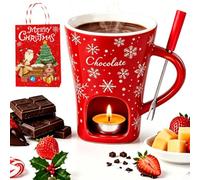 Chocolate Fondue Mug, The Melty Mug, Effortless Fondue in Minutes (D) | Hot Chocolate Mug, Ceramic Melting Cup, Easy Cleanup & Storage For Date Night Birthday Wedding Gifts