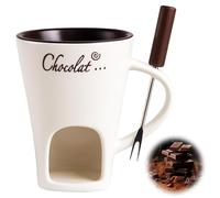 Chocolate Fondue Mug with 1 Fork, Chocolate Melting Cup for Dessert Lovers, Fondue Sets for Parties, Family Gatherings, Romantic Dinners, 4.33 x 3.27 Inches