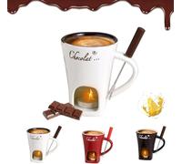 Chocolate Fondue Mug with Candle, Handmade Chocolate Melting Mug The CozyFondue Experience, Chocolates Fonduemug Set with Fork, FondueHeated with A Tealight, Warmer Mugs for Candy Snack Caramel Party