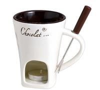 Chocolate Fondue Mug with Fork and Candle, Fondue Cup, Sweet Fondue Cup, Ceramic Chocolate Melting Cup for Date Night, Wedding & Birthday Gifts (White)
