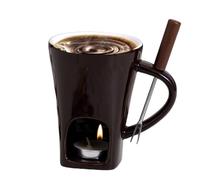 Chocolate Fondue Mug with Forks, 130ml Ceramic Chocolate Melting Cup with Tealight, Butter Warmers Pot Set, Cookware Candy Hot Pot for Fun, Home, Family, Celebration, Gathering