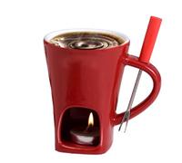 Chocolate Fondue Mug with Forks, 130ml Ceramic Chocolate Melting Cup with Tealight, Butter Warmers Pot Set, Cookware Candy Hot Pot for Fun, Home, Family, Celebration, Gathering