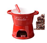 Chocolate Fondue Mug with Forks, 330ml Ceramic Butter Warmers Pot Set, Personal Cheese Melting Cup, Fondue Heated with A Tealight, Warmer Mug for Candy Snack Caramel Party