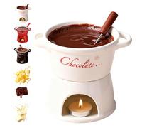 Chocolate Fondue Mug with Forks, Ceramic Chocolate Melting Cup Mini Cheese Melting Cup, Tealight Warmer Pot Set Fondue Mug for Butter Candy Caramel