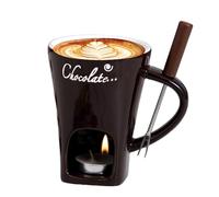 Chocolate Fondue Mug with Forks | Chocolate Melt Hot Pot Cup Set | Ceramic Butter Warmers Pot | Tea Light Heating Butter Warmer | Warmer Mug for Candy Snack Caramel Party