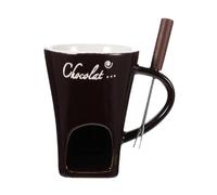 Chocolate Fondue Mug with Forks Chocolate Melting Cup Ceramic Butter Warmers Pot Set, Personal Cheese Melting Cup Fondue Heated with a Tealight Warmer Mug (Coffee, One Size)