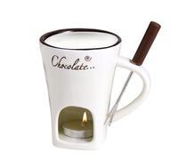 Chocolate Fondue Mug with Forks, Chocolate Melting Pot, Butter Warmers Pot Set, Heat Resistant Ceramic, for Families, Couples, Students, Parties, Food Enthusiasts, Cheese