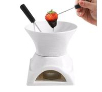 Chocolate Fondue Set, 220ml Ceramic Melting Pot with 2 Forks - Wax-Warmer for Chocolate, Cheese and Butter, Dessert Fondue Maker