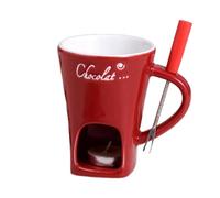 Chocolate Fondue Set Fondue Mug with Fondue Forks 200ml Hot Chocolate Mug Ceramic Fondue Pot Melting Cup Mug Gift Fondue Cheese Chocolate Mini Fondue Set for Office School Home (NO Candles)