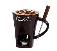 Chocolate Fondue Set - Set of Small Melting Cups, Ceramic Butter Warmer, Mini Dessert | Sauce Cheese Candy Caramel Appetizer Bread Family Party Dinner Weddings