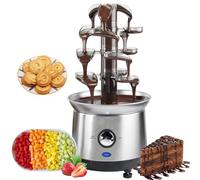 Chocolate Fountain, 4-Tier Stainless Steel Electric Fondue Machine, 2.6lb Capacity for Chocolate, Nacho Cheese, Sauce, and Liqueurs
