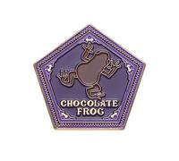 Chocolate Frog Enamel Pin - 4.5cm x 4cm Purple Pentagonal Badge with Gold Trim - Fantasy Candy Lapel Pin for Clothes, Bags, Hats, Collectors, and Magical Fans