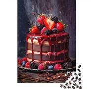 Chocolate Fruit Layer Cake 1000 Piece Jigsaw Puzzle Paper for Adults Dessert Food Scene Puzzle Game for Family Home Decor Relaxation Gift 52x38cm/1000pcs