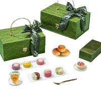 Chocolate Fruit Moon Cake, Mid-Autumn Festival Moon Cake Gift Box 600g/Box,Festival High-end Gift,Cranberry Blueberry Orange Black Tea,Leisure Snacks,Breakfast Bread,Dessert (Fresh olive green,1 Box)