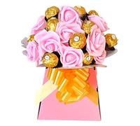 Chocolate Gift Box Hamper Ferrero Rocher Lind Lindor Birthday Present Bouquet Sweets Candy Red Blue Pink Cadbury Personalise galore (Medium)