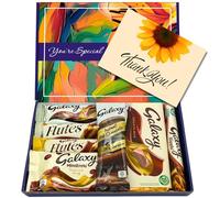 Chocolate Gift Box Set, Full Sized Bars Milk Bars, Flutes, Minstrels and Hot Chocolate, Box of Chocolates Gift Hamper,Sweet Treat Box (Thank You)