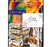 Chocolate Gift Box Set, Full Sized Bars Milk Bars, Flutes, Minstrels and Hot Chocolate, Box of Chocolates Gift Hamper,Sweet Treat Box (Happy Birthday - Luxury)